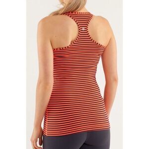 NWOT LULULEMON COOL RACERBACK orange navy striped TANK TOP SZ M